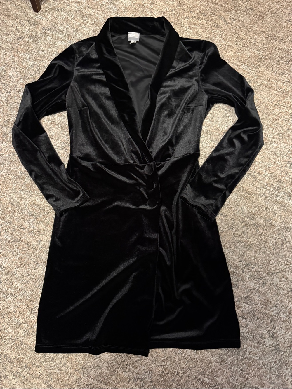 ASOS Black Velvet Long Sleeve Blazer Dress